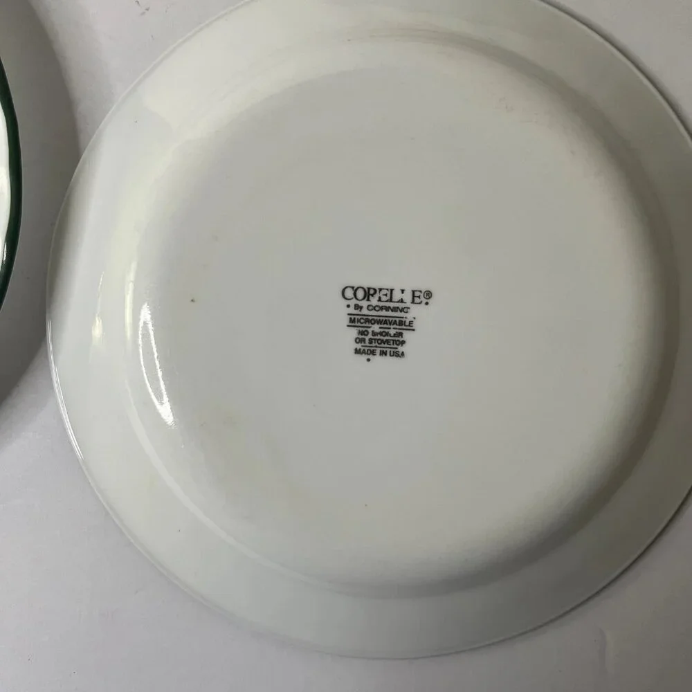 Corelle Callaway Ivy Bread Dessert 7.25” Plate Green Trim White Swirl - Set of 4